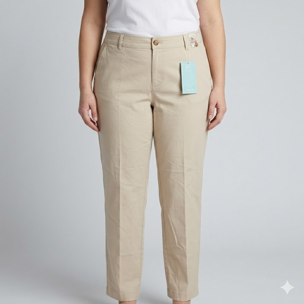 Coldwater Creek Beige Chino Pants W36 L31 Straight Leg Size 14 NWT